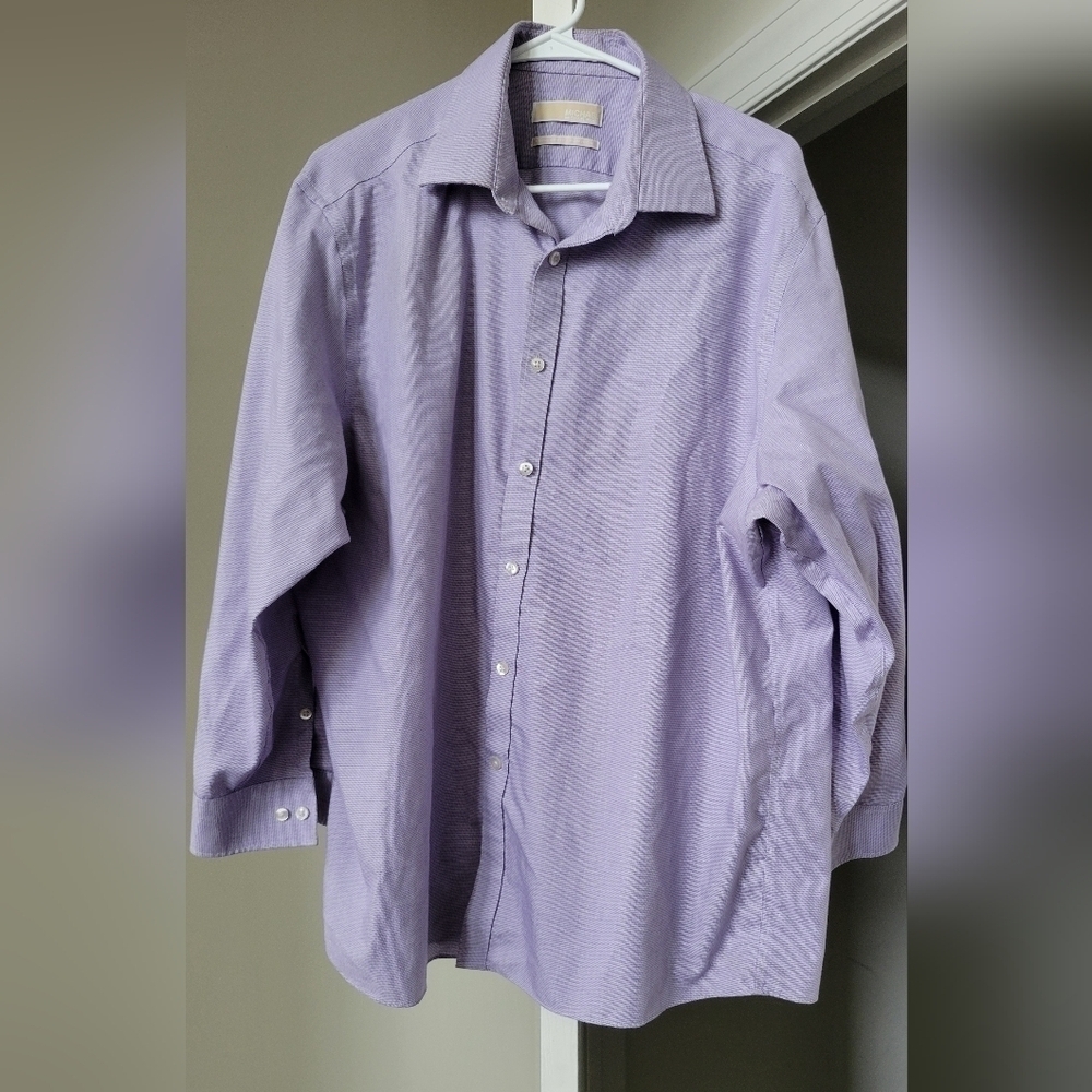 Michael Kors Regular Fit Long Sleeve Button Down Light Purple Shirt Size- 17.5